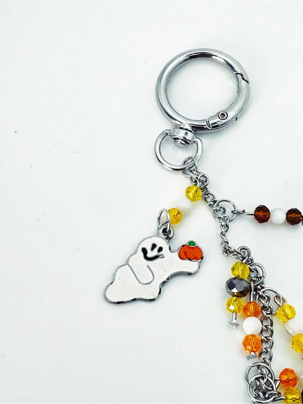 Halloween Ghost & Candy Charm Keychain for Kids - Orange/Yellow